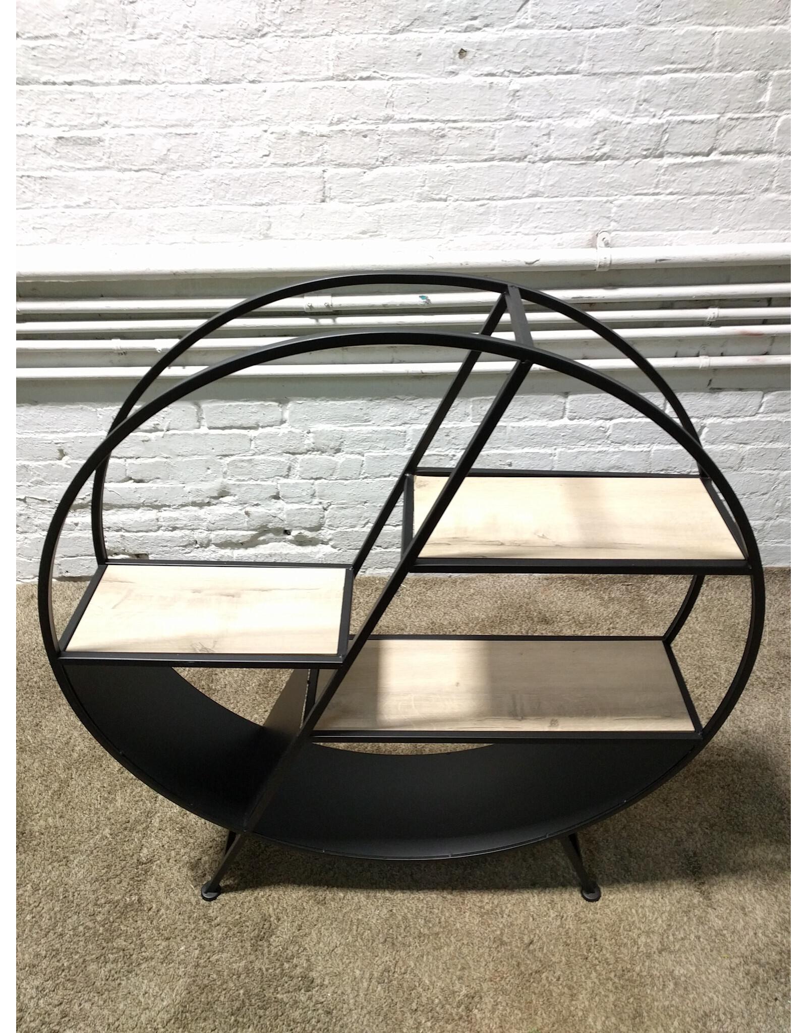 Libby Voyager Circular Metal & Wood Industrial Style Shelf