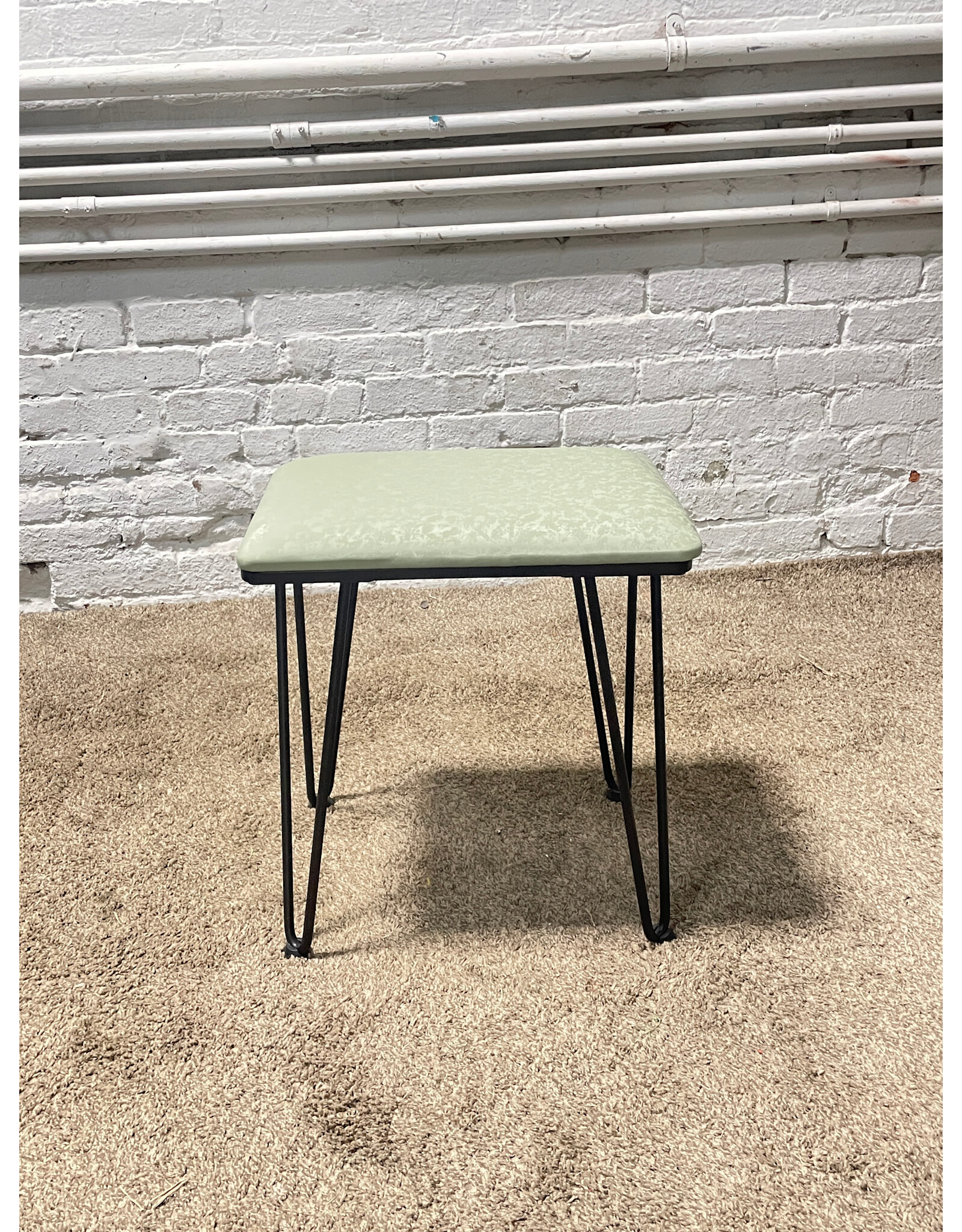 Vanity Metal Stool with Mint Upholstery