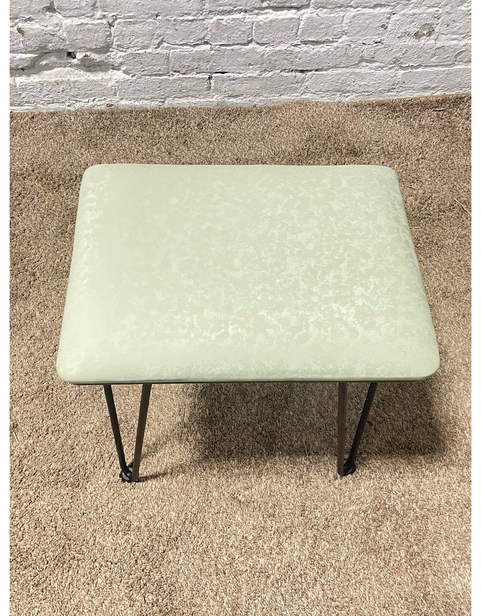 Vanity Metal Stool with Mint Upholstery