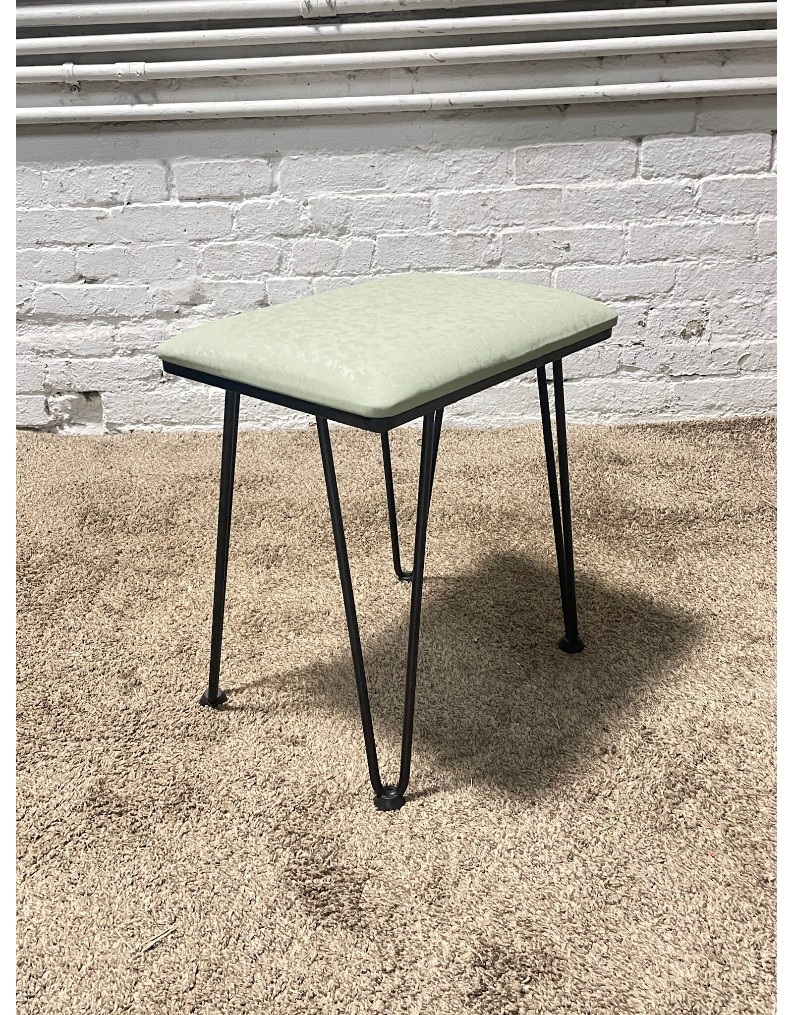 Vanity Metal Stool with Mint Upholstery