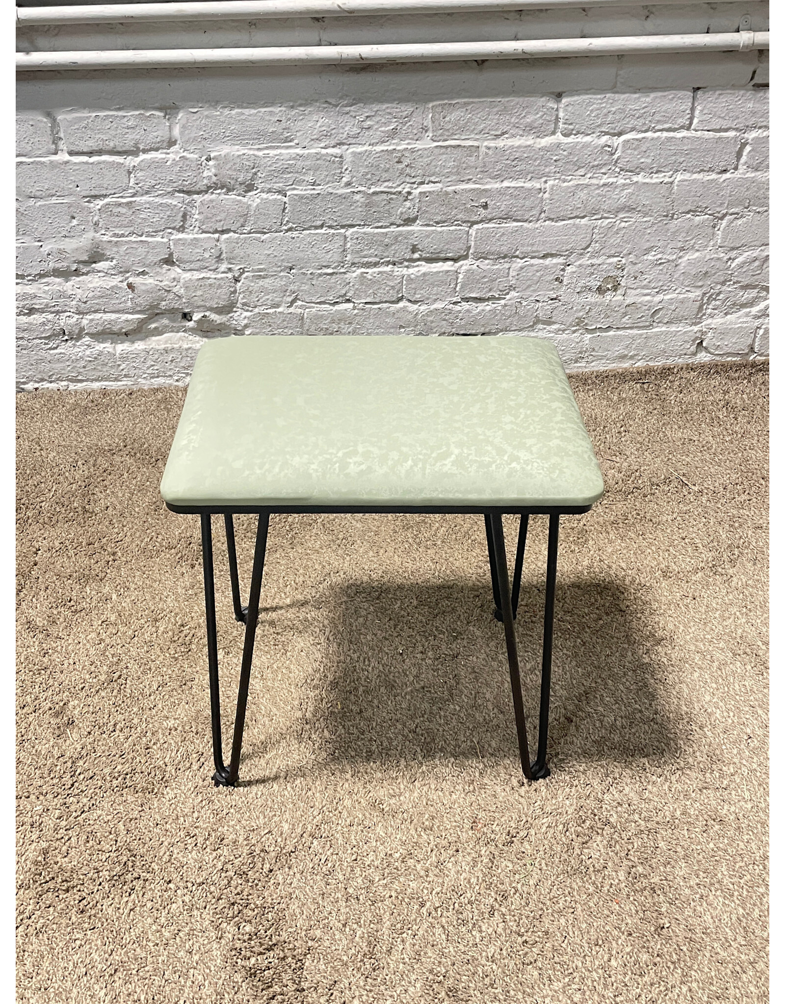 Vanity Metal Stool with Mint Upholstery