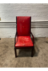 Red Leather Oak Partners Chair