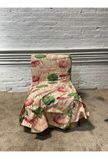 Pink Floral Fabric Accent Chair