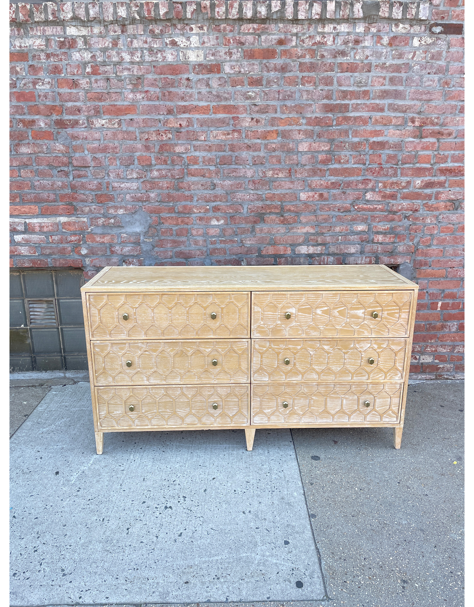 Anthropologie Textured Trellis Six-Drawer Dresser Beige
