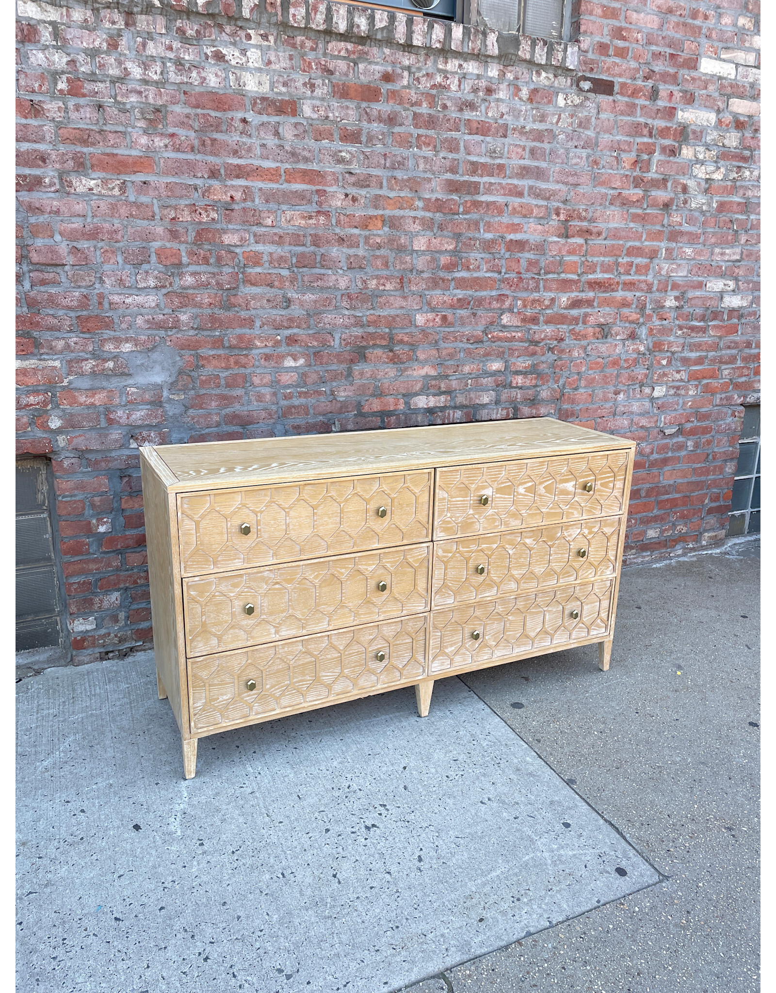 Anthropologie Textured Trellis Six-Drawer Dresser Beige