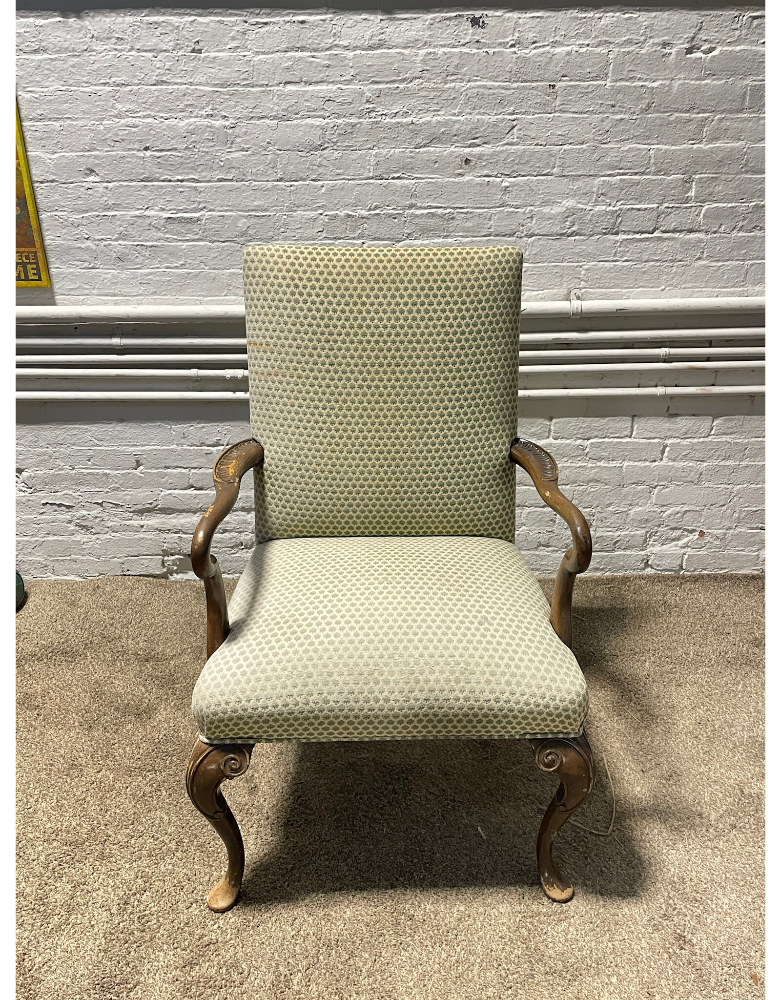 Queen Anne Style Upholstered Fireside Chair