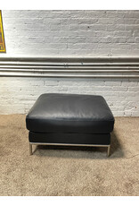 Ikea Leather Black Ottoman