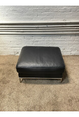 Ikea Leather Black Ottoman