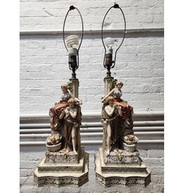 Vintage German Figural Porcelain Table Lamp