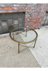 Round Glass Table with Metal Frame and Glass Top
