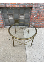 Round Glass Table with Metal Frame and Glass Top