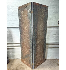 Antique Tin Fleur De Lis Stamped Folding Room Divider