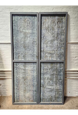 Antique Tin Fleur De Lis Stamped Folding Room Divider