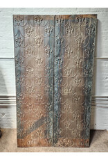 Antique Tin Fleur De Lis Stamped Folding Room Divider