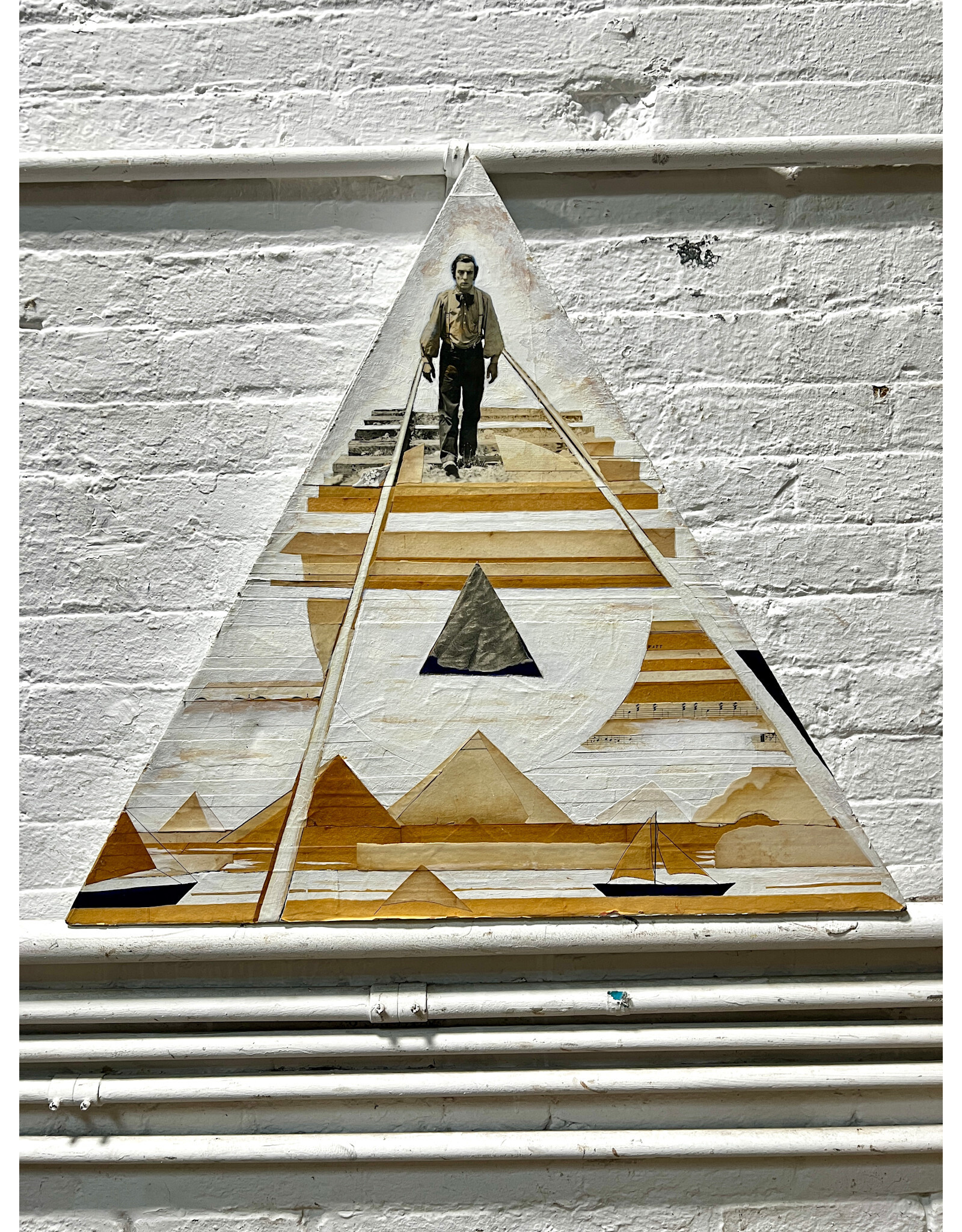 triangle, mixed media on canvas, sgnd John Spinks