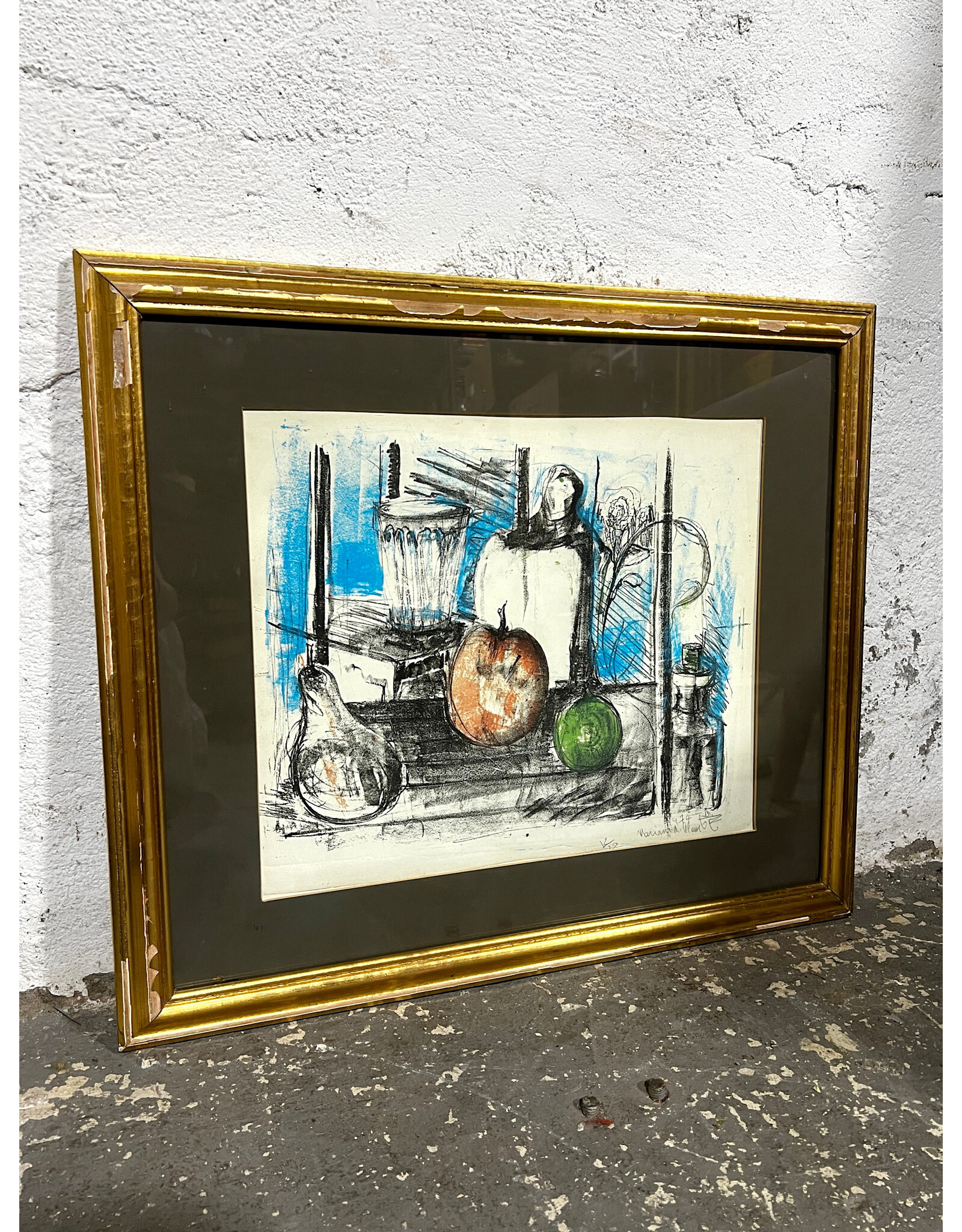 Still-life Fruit, framed mixed media, sgnd l.r.