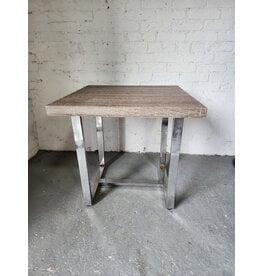 Faux Wood and Chrome Leg Side Table