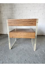 MCM Faux Wood and Lucite Two Drawer Side Table MCM Faux Wood and Lucite Two Drawer Side Table