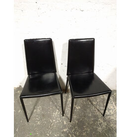 Calligaris Black Leather Italian Dining Chair