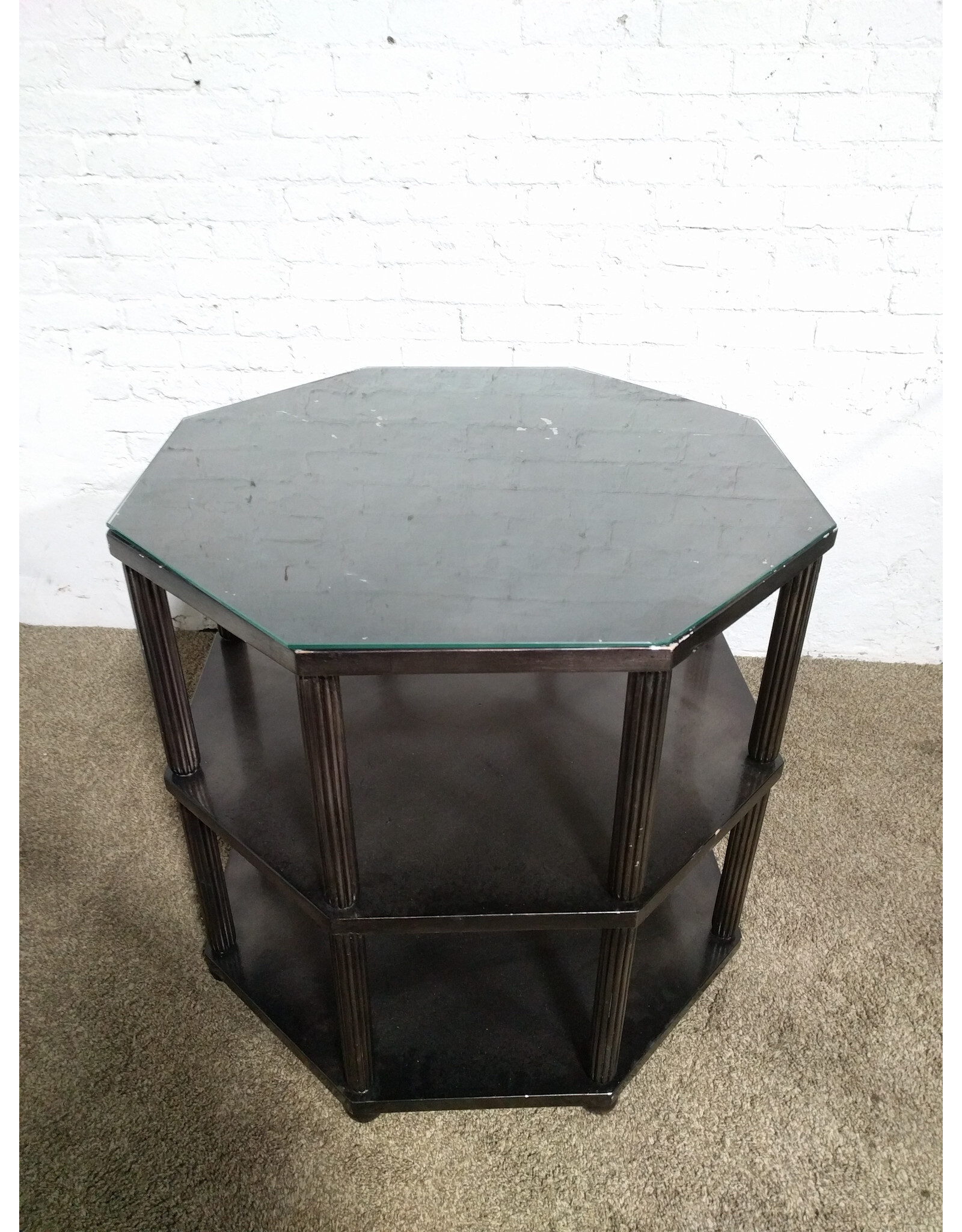 Wood Octagonal 3-Tier Table