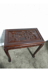 Carved Wood Oriental Style Mahogany Side Table