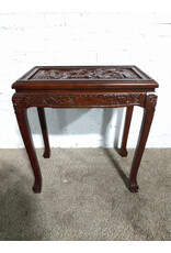 Carved Wood Oriental Style Mahogany Side Table