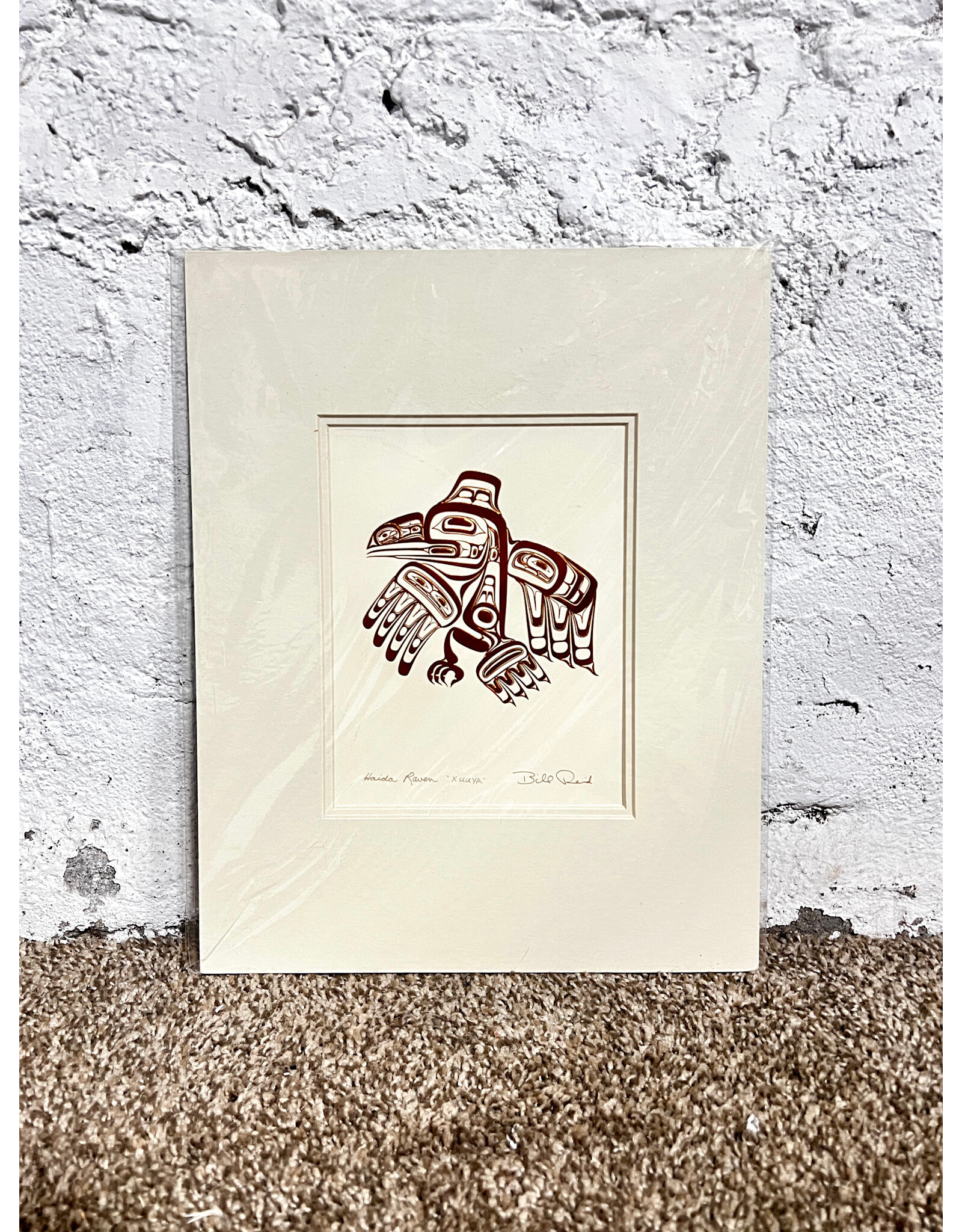 Haida Raven-XUUYA, matted embossed print, sgnd Bill Reid