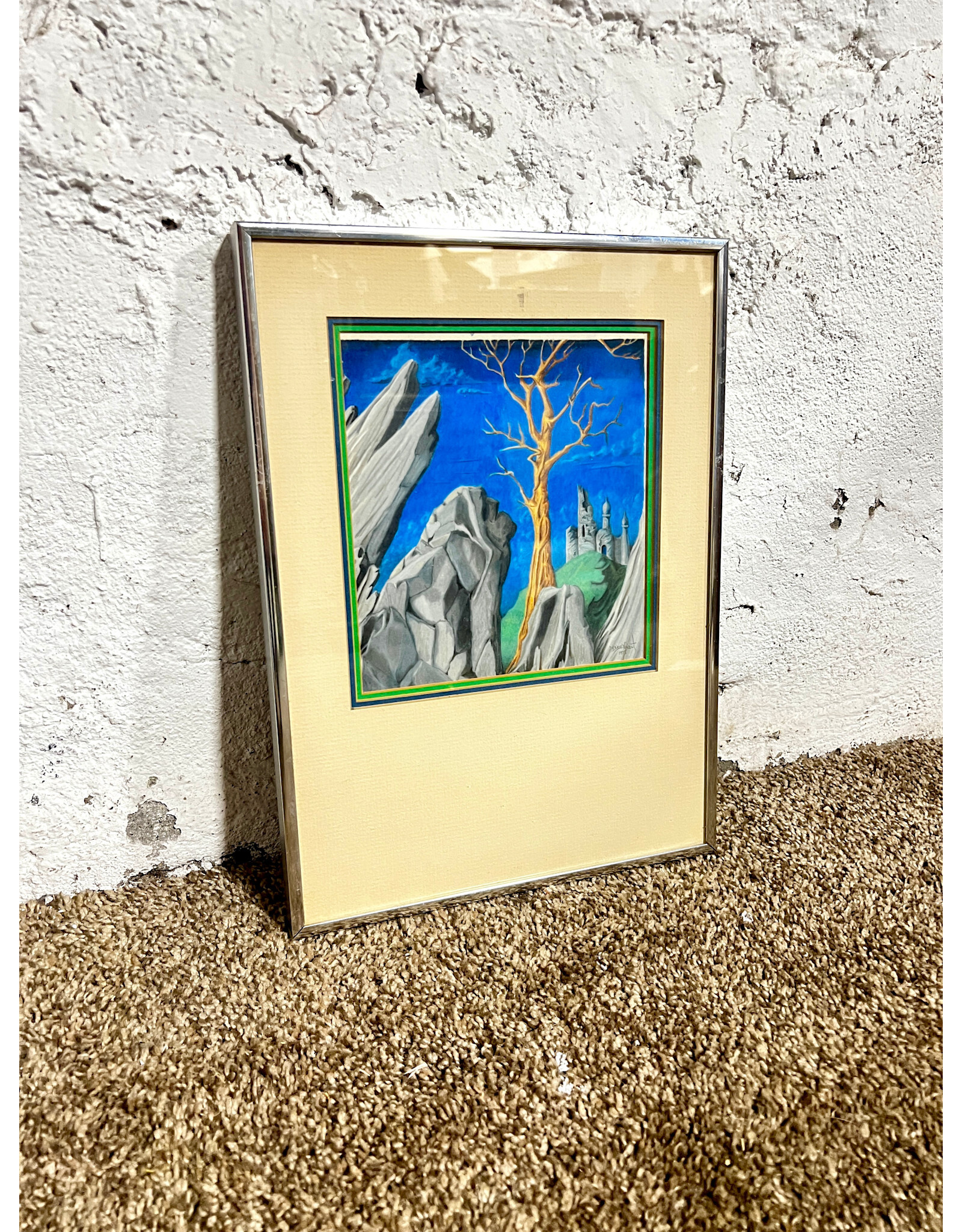 Castle View, framed drawing, sgnd Debbie Vincent, 1978