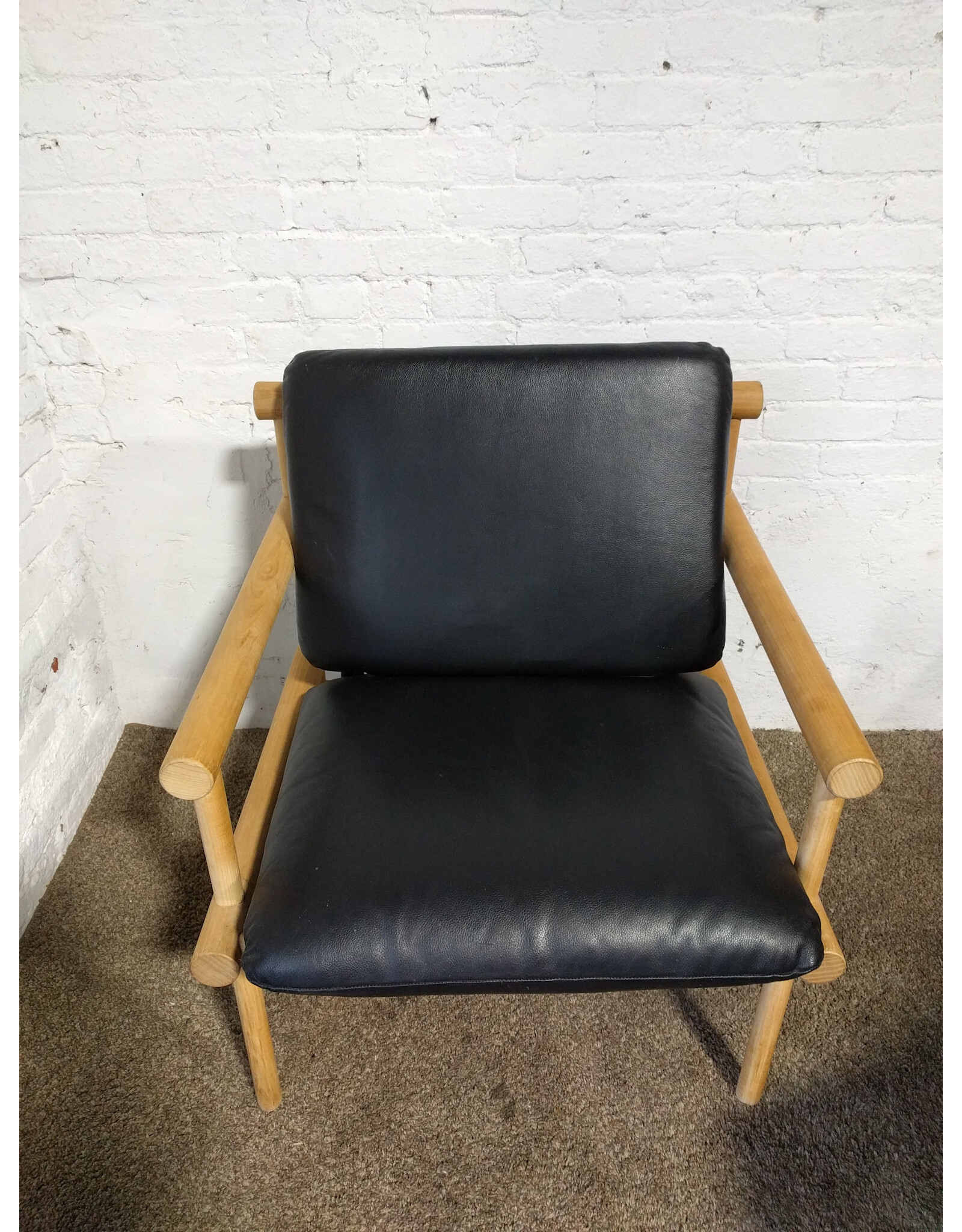 Urban Outfitters Black and Pine Dowel Lounge Chair