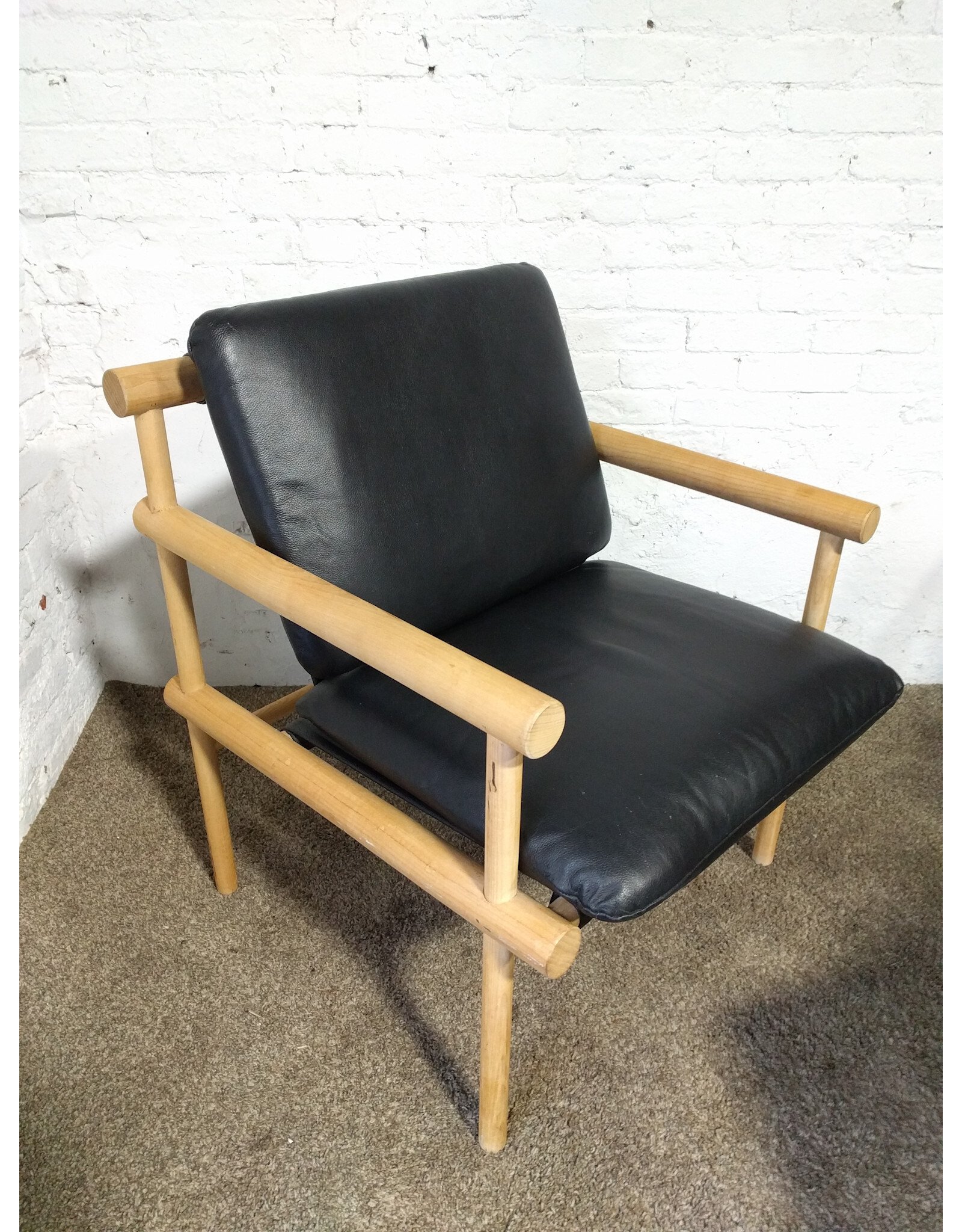 Urban Outfitters Black and Pine Dowel Lounge Chair