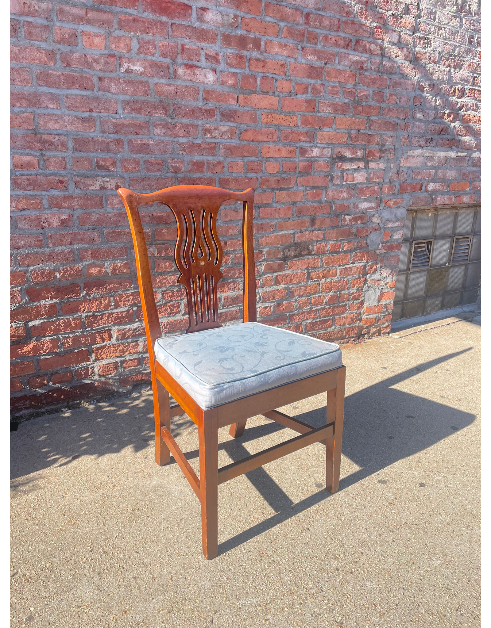 Stickley Side Dining Chair with Blue Upholstery