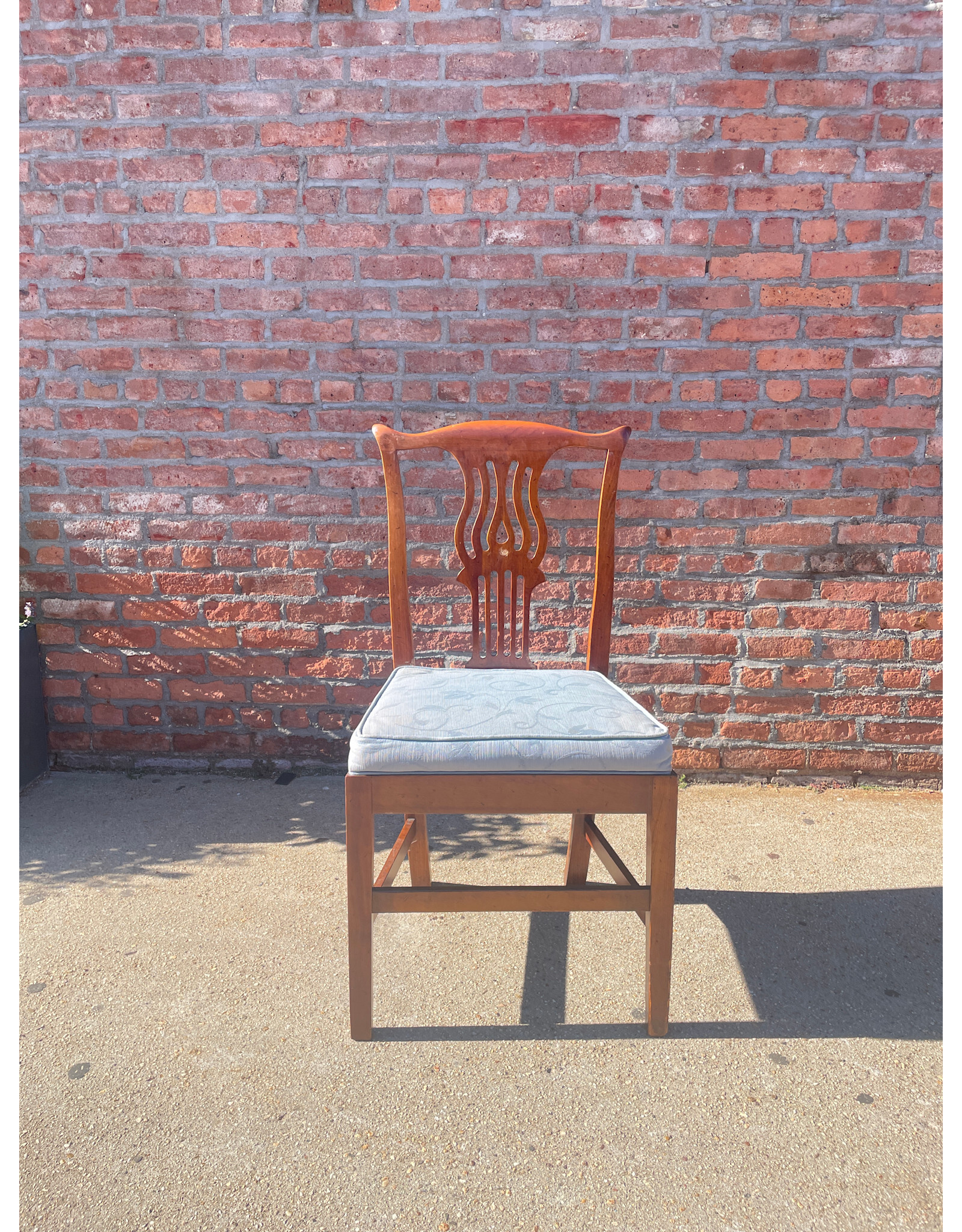 Stickley Side Dining Chair with Blue Upholstery