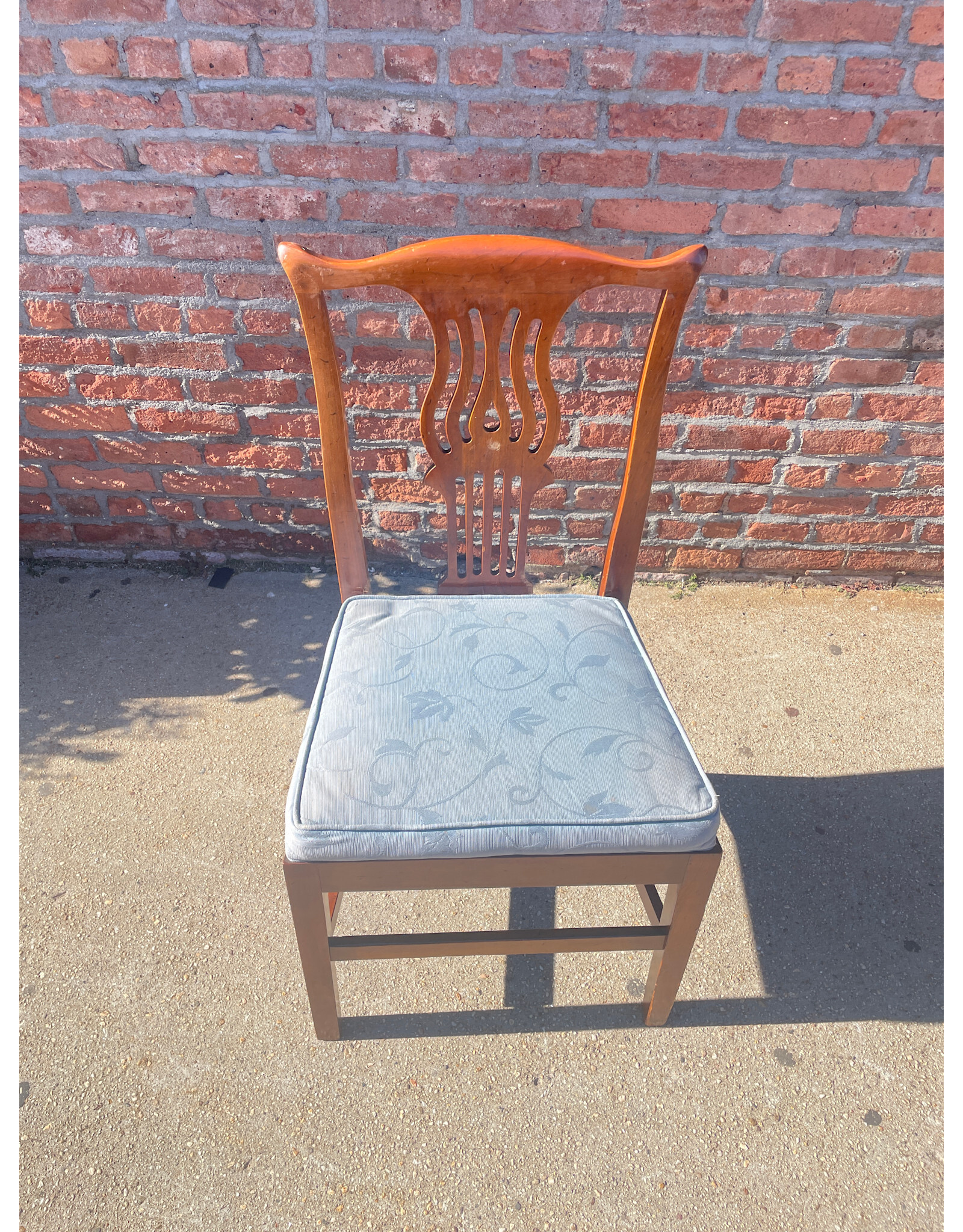 Stickley Side Dining Chair with Blue Upholstery