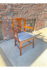 Stickley Arm Dining Chair with Blue Upholstery