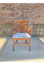 Stickley Arm Dining Chair with Blue Upholstery