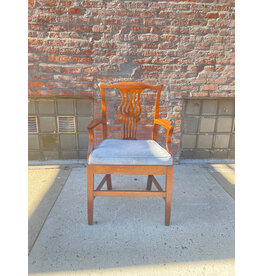 Stickley Arm Dining Chair with Blue Upholstery