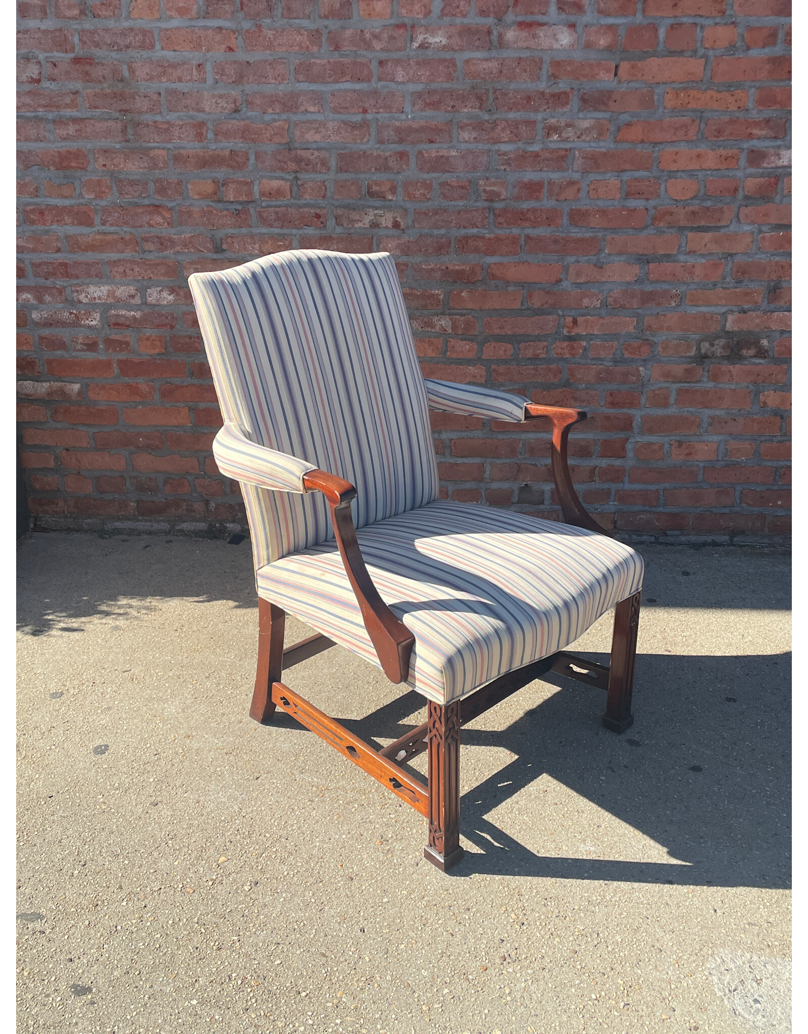 Chippendale Style Carved Upholstered Arm Chair