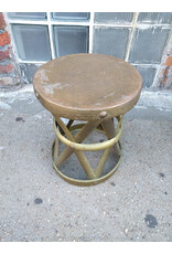 Vintage MCM Hammered Drum Style Stool