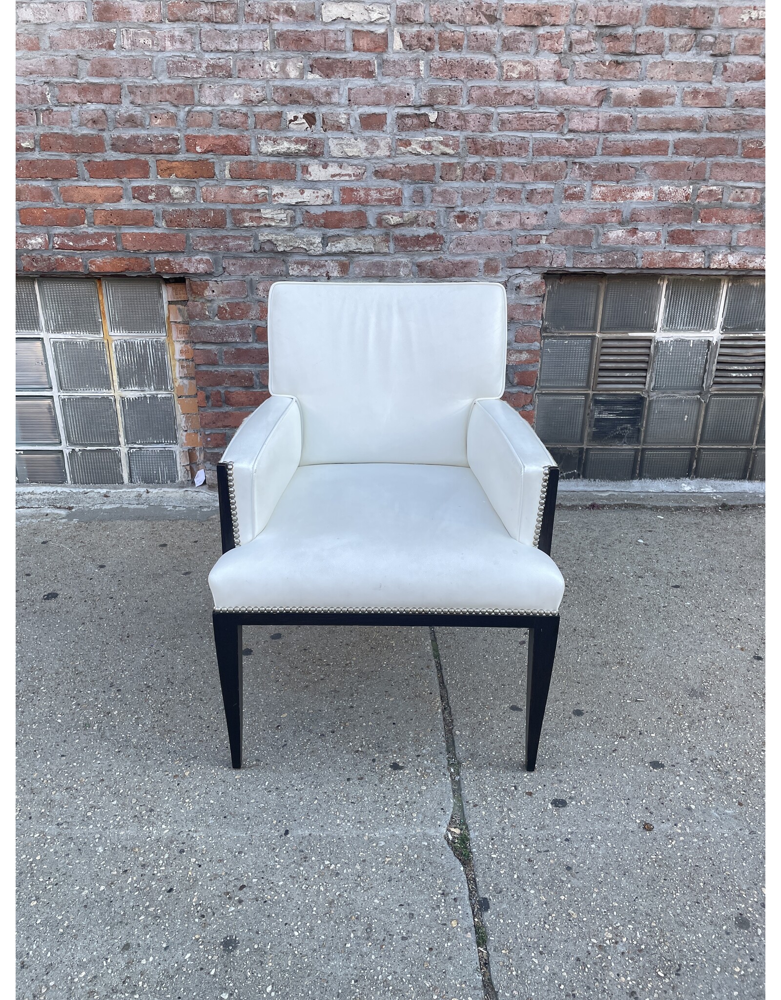 White Dining Arm Chair with Cowhide Back