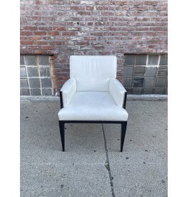 White Dining Arm Chair with Cowhide Back