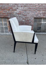 White Dining Arm Chair with Cowhide Back