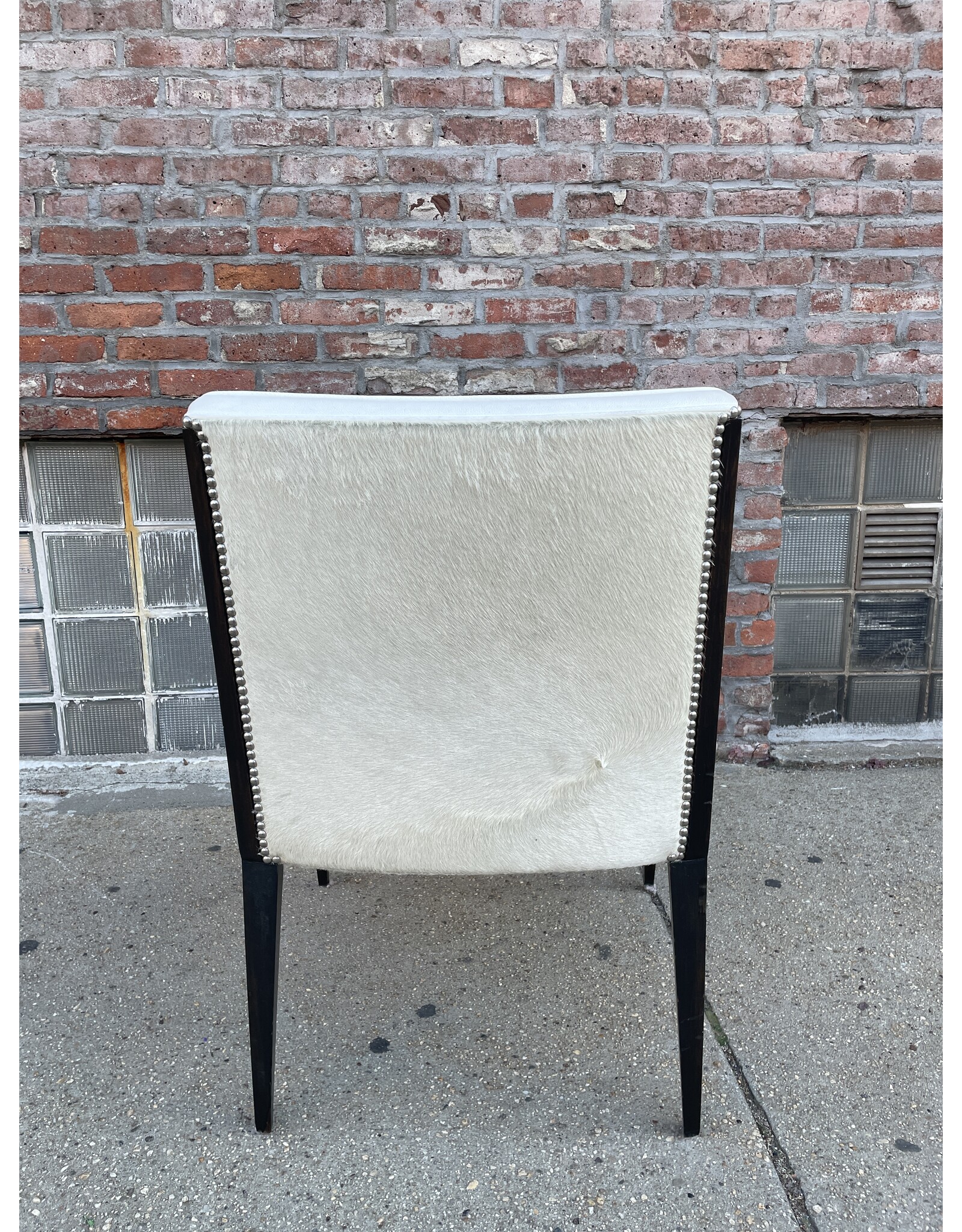White Dining Arm Chair with Cowhide Back