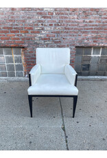 White Dining Arm Chair with Cowhide Back