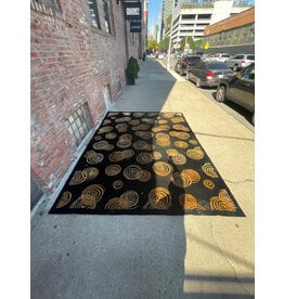 9' x 12' Black and Gold Spirals Area Rug