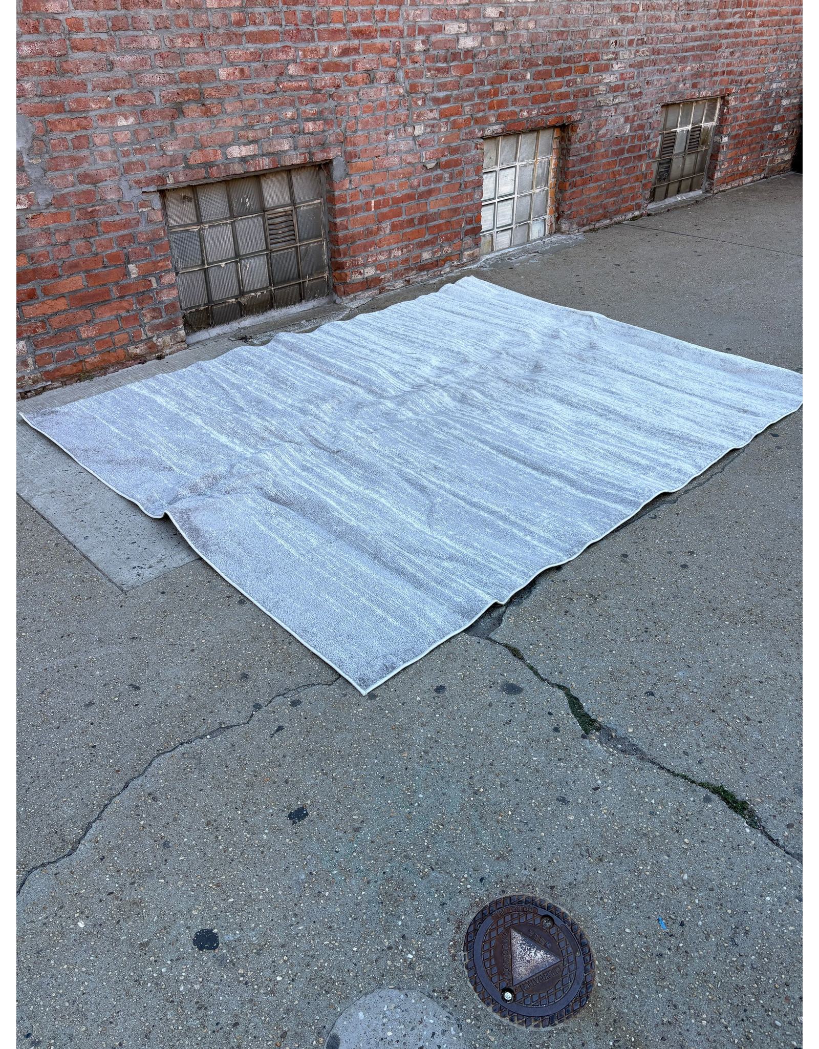 9' x 6' Grey and White Stripped Area Rug