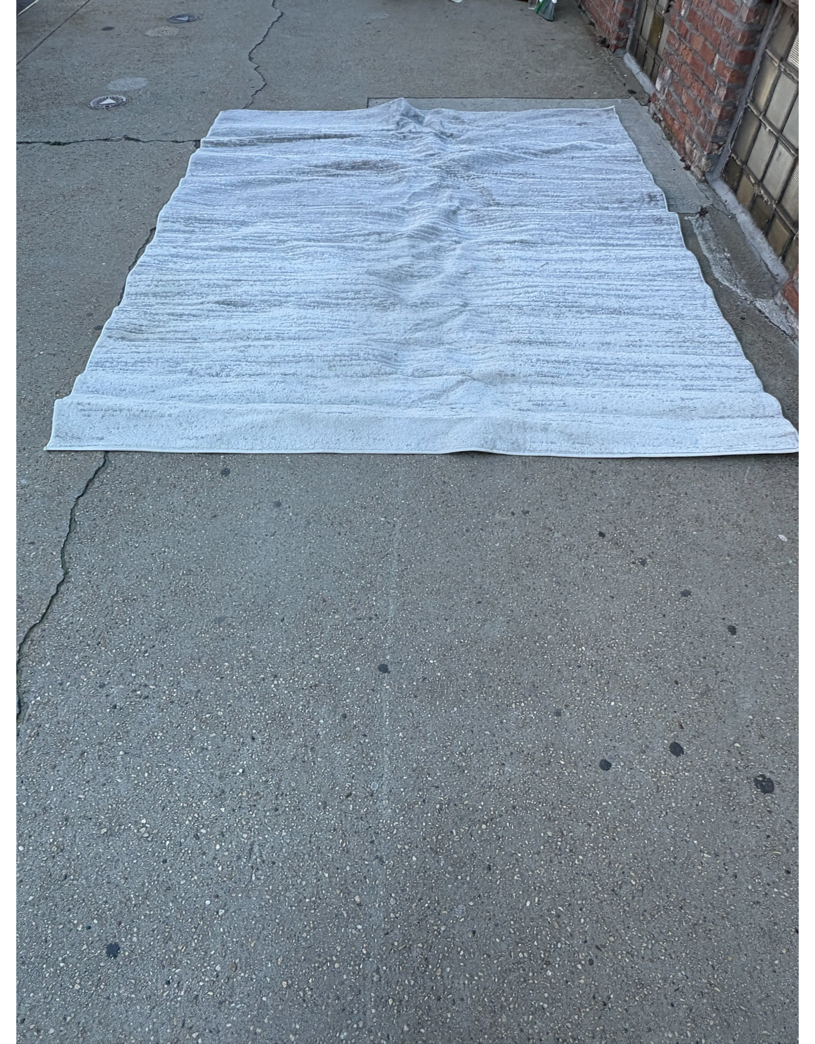 9' x 6' Grey and White Stripped Area Rug