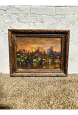 Riverfront Philadelphia, framed oil on board, sgnd Jos. Spector