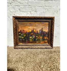 Riverfront Philadelphia, framed oil on board, sgnd Jos. Spector
