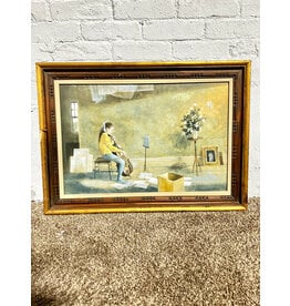 Girl and Cello, framed painting, by Don Lord