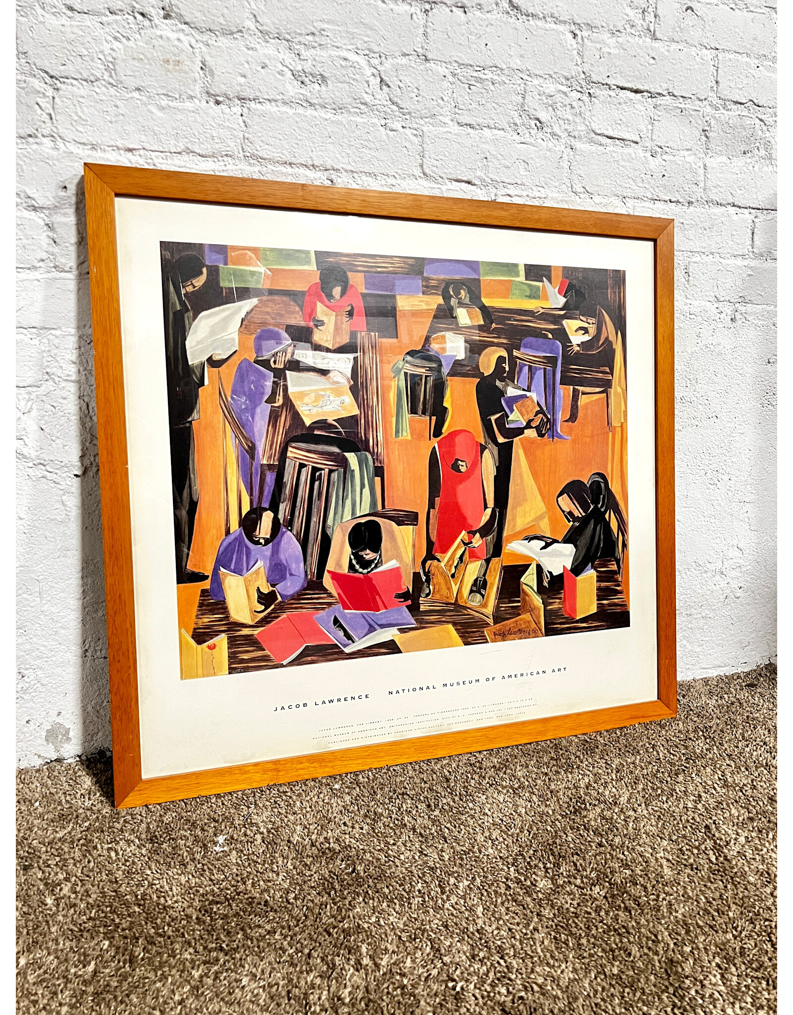 The Library by Jacob Lawrence, framed exhibition poster